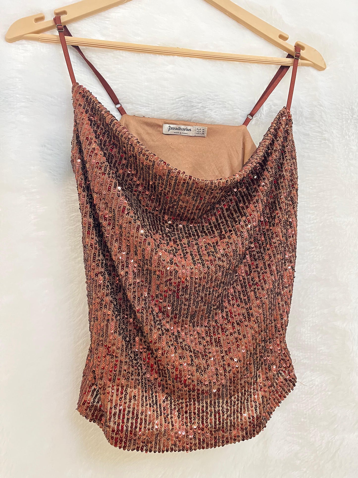 10. Cowl Neck Sequin Top