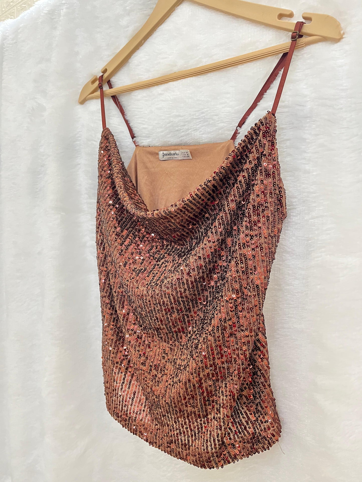 10. Cowl Neck Sequin Top