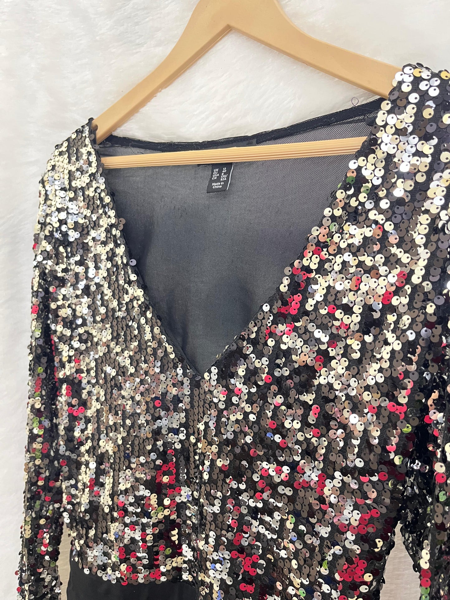 16. Black Silver Sequin Bodysuit