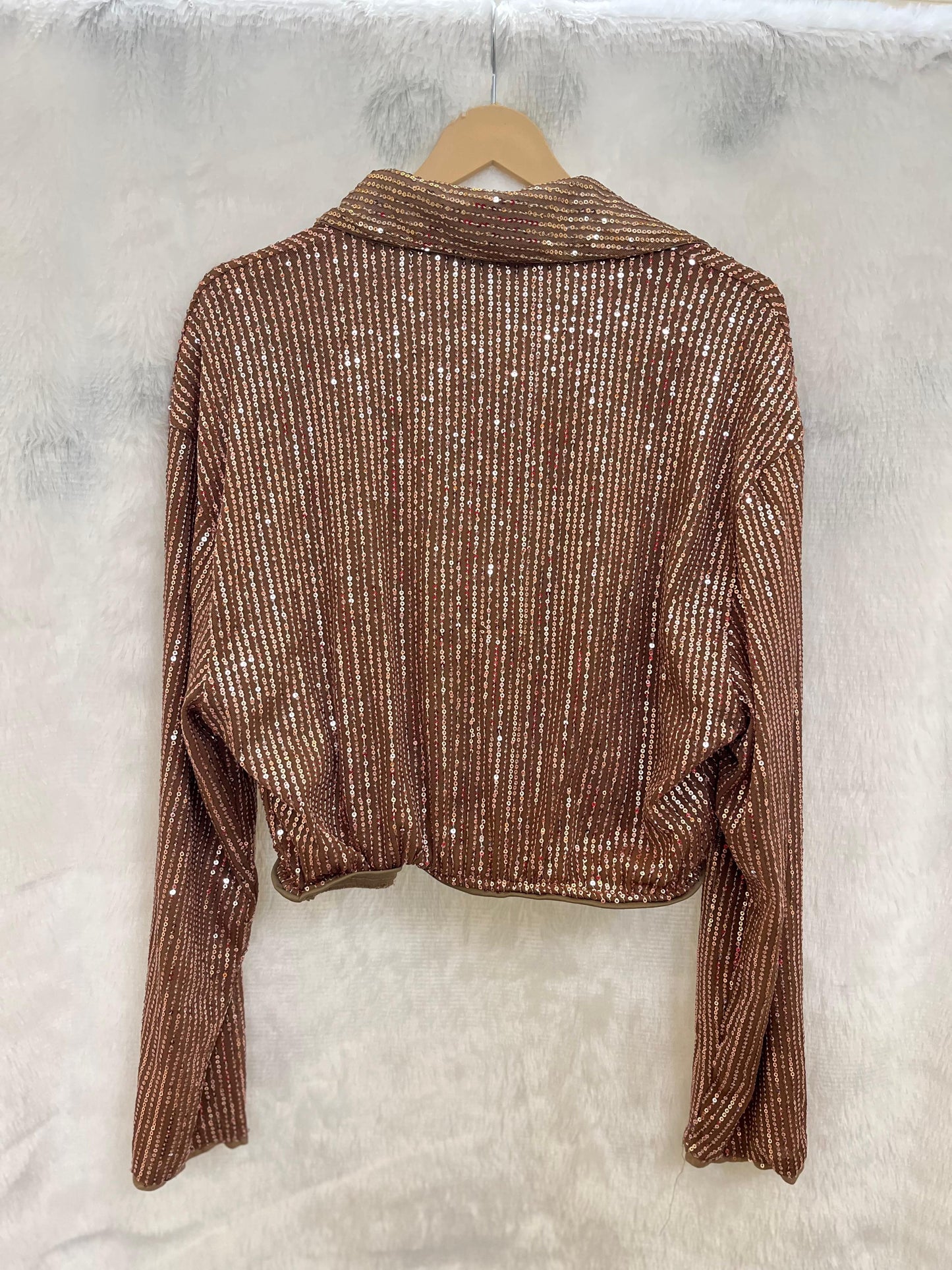 22. Open V-Neck Sequin Top