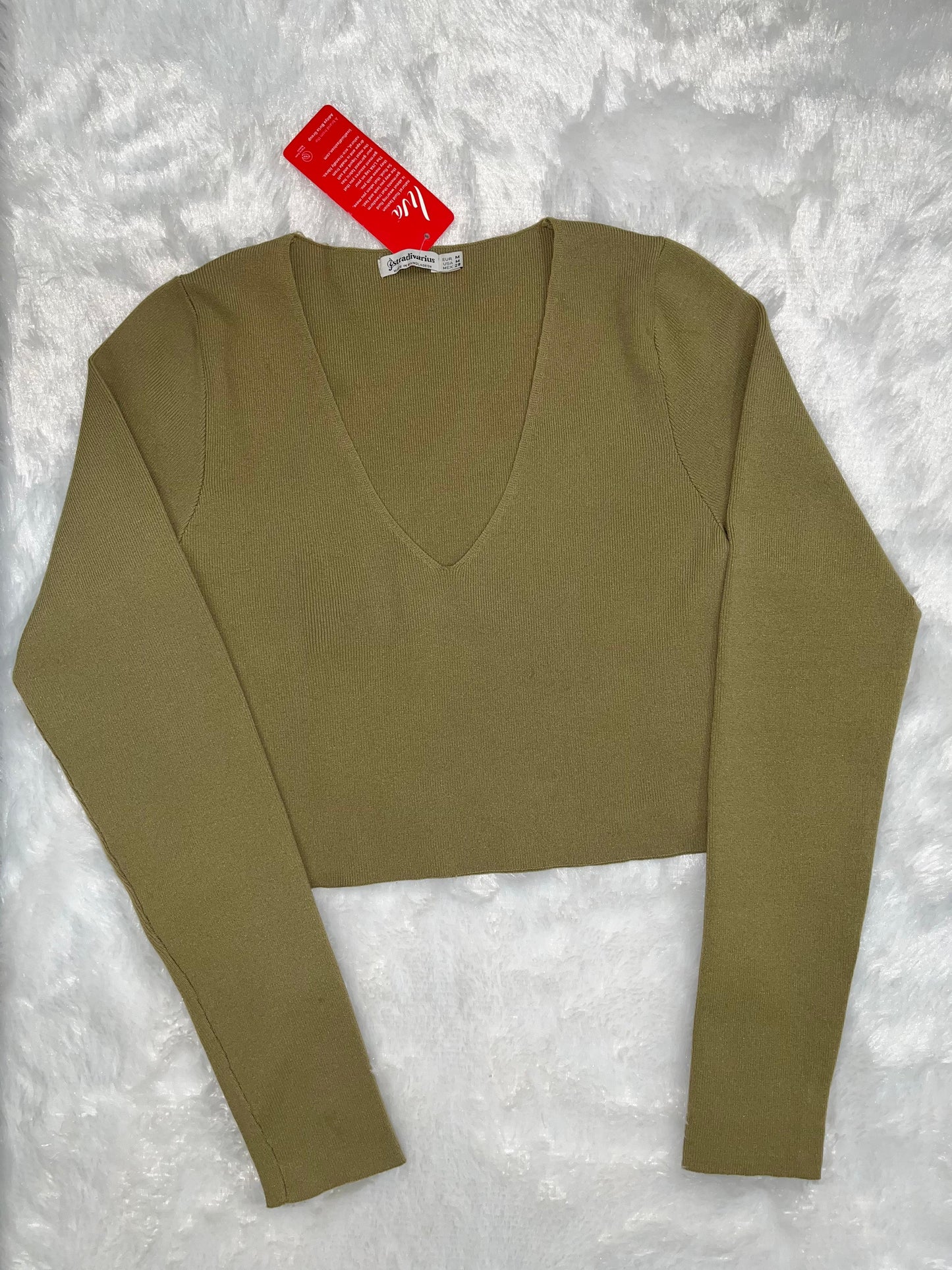 Stradivarius Olive Aura Crop Top