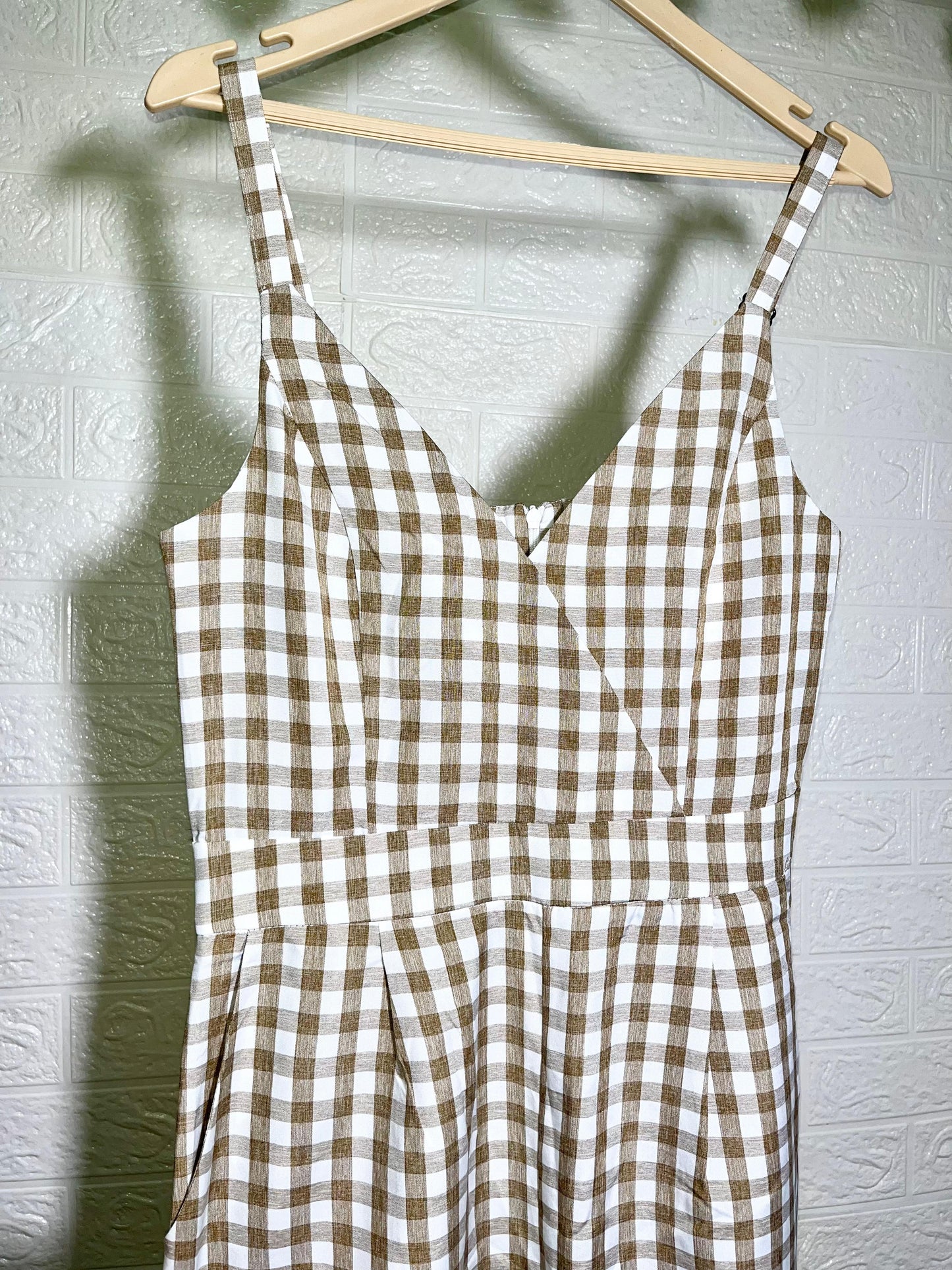 Gingham Charm Spaghetti Strap Jumpsuit