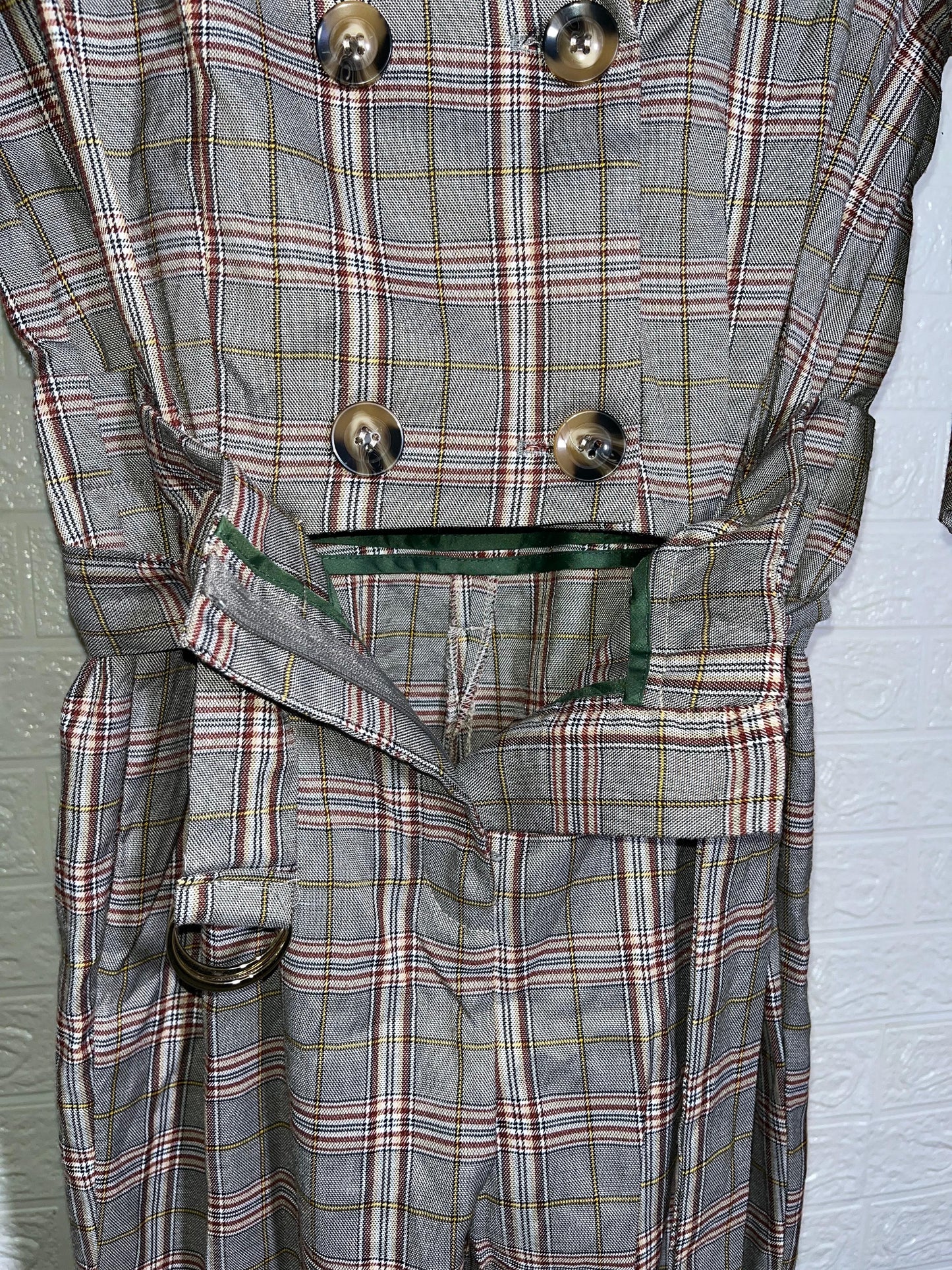 Rustic Grid Belted Jumpsuit