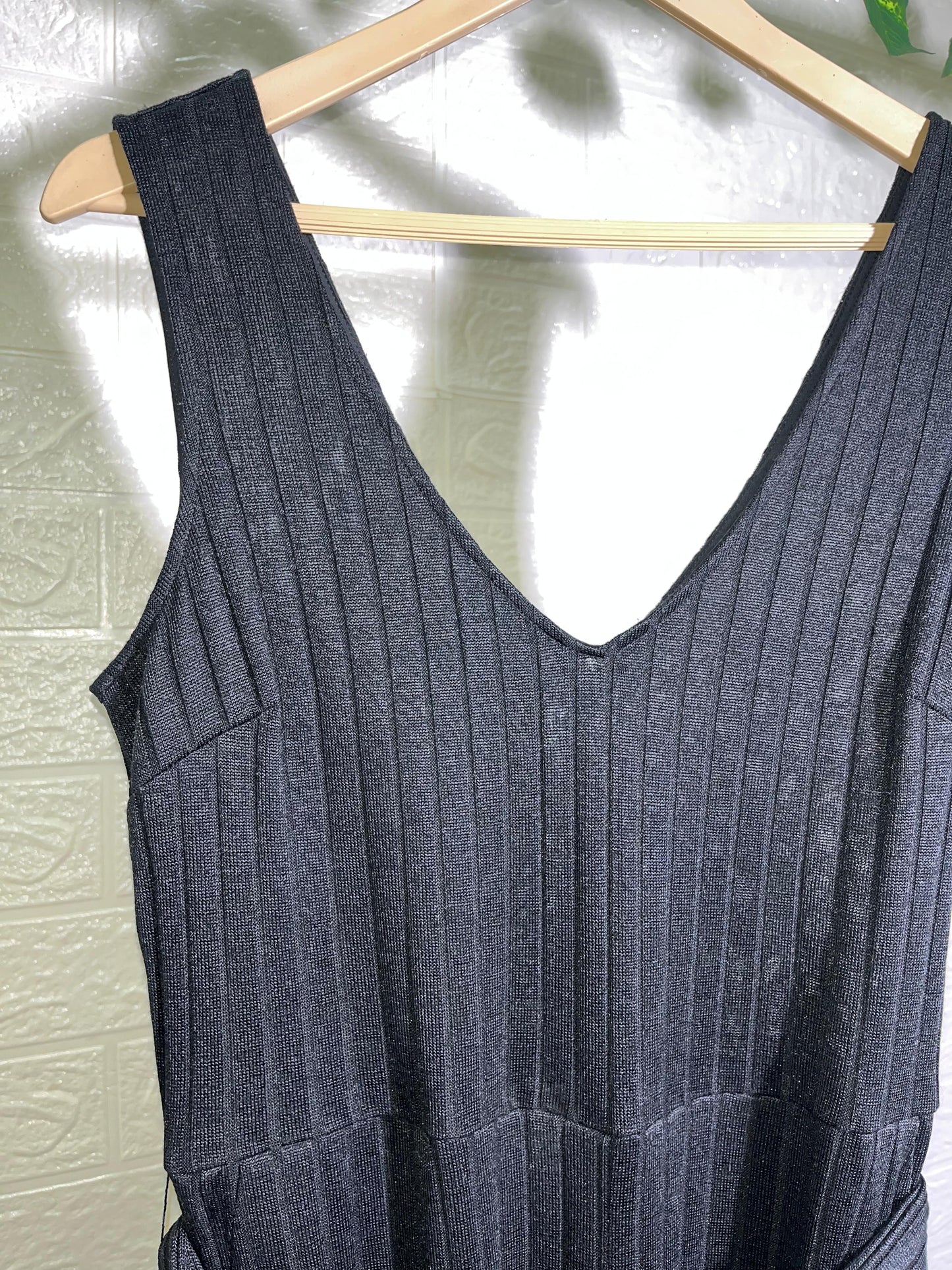 Noir Nights V-Neck Belted Jumpsuit