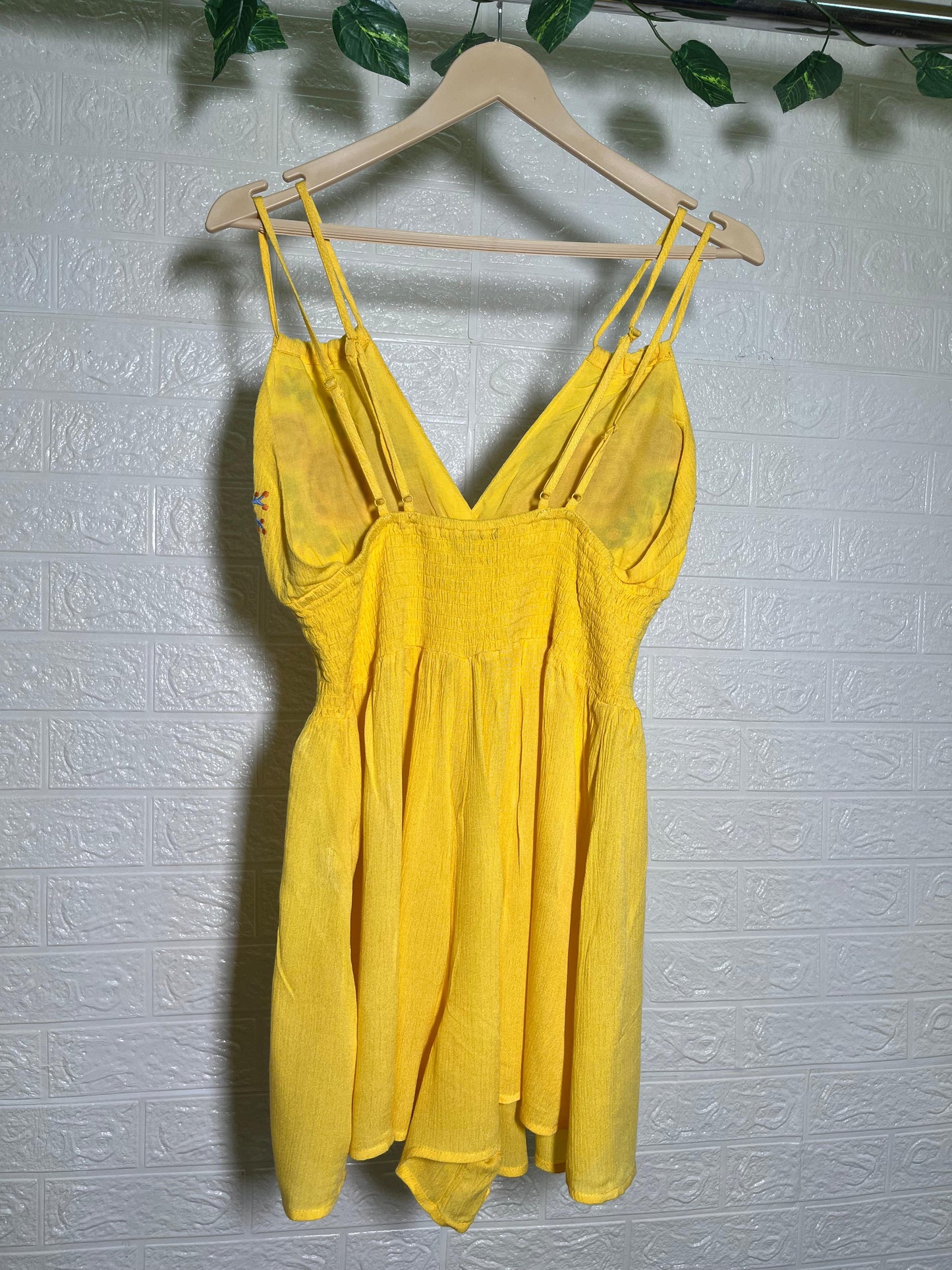 Forever 21 Yellow Garden Stitch Playsuit