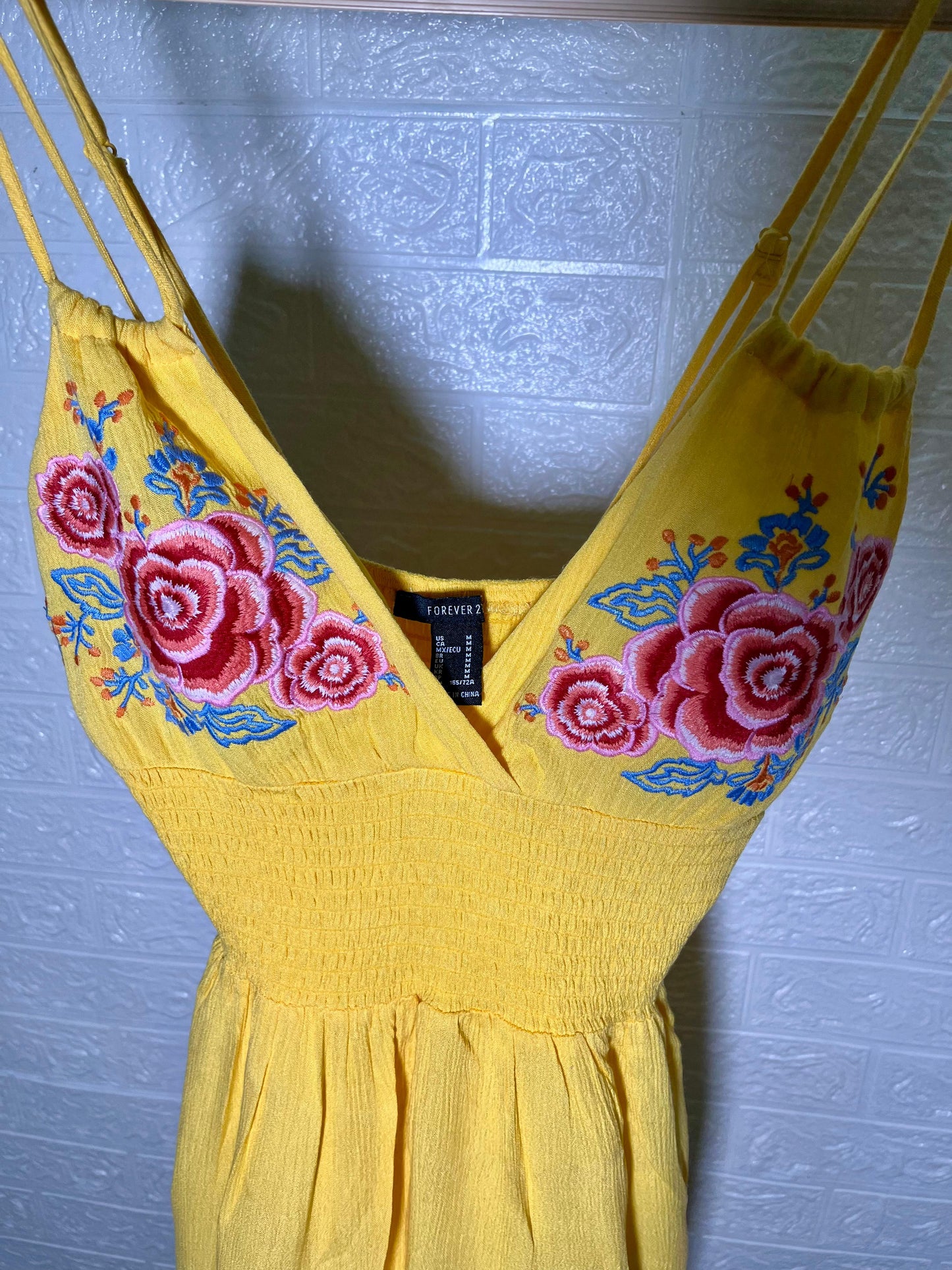 Forever 21 Yellow Garden Stitch Playsuit