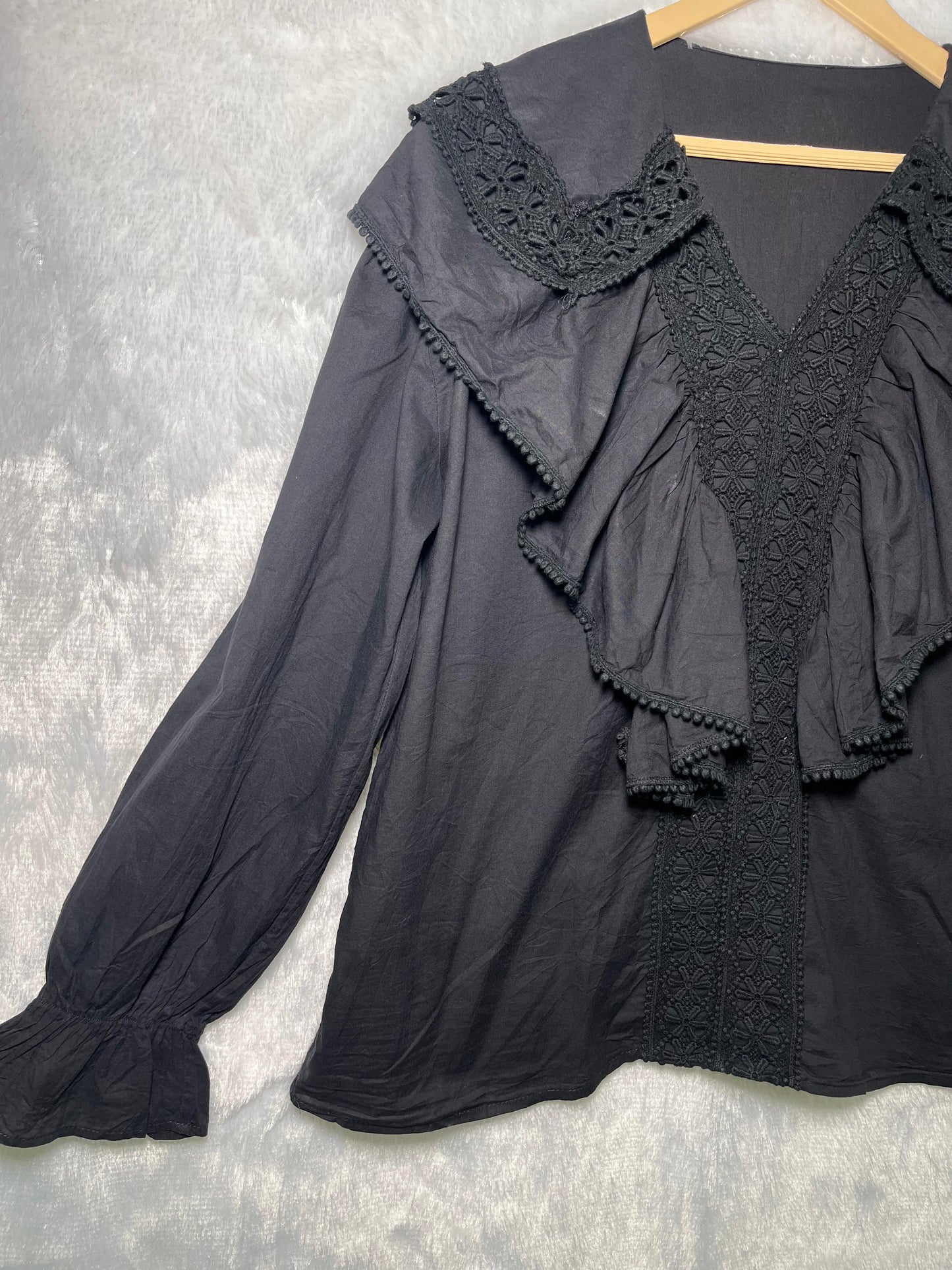 Black Cotton Lace Blouse