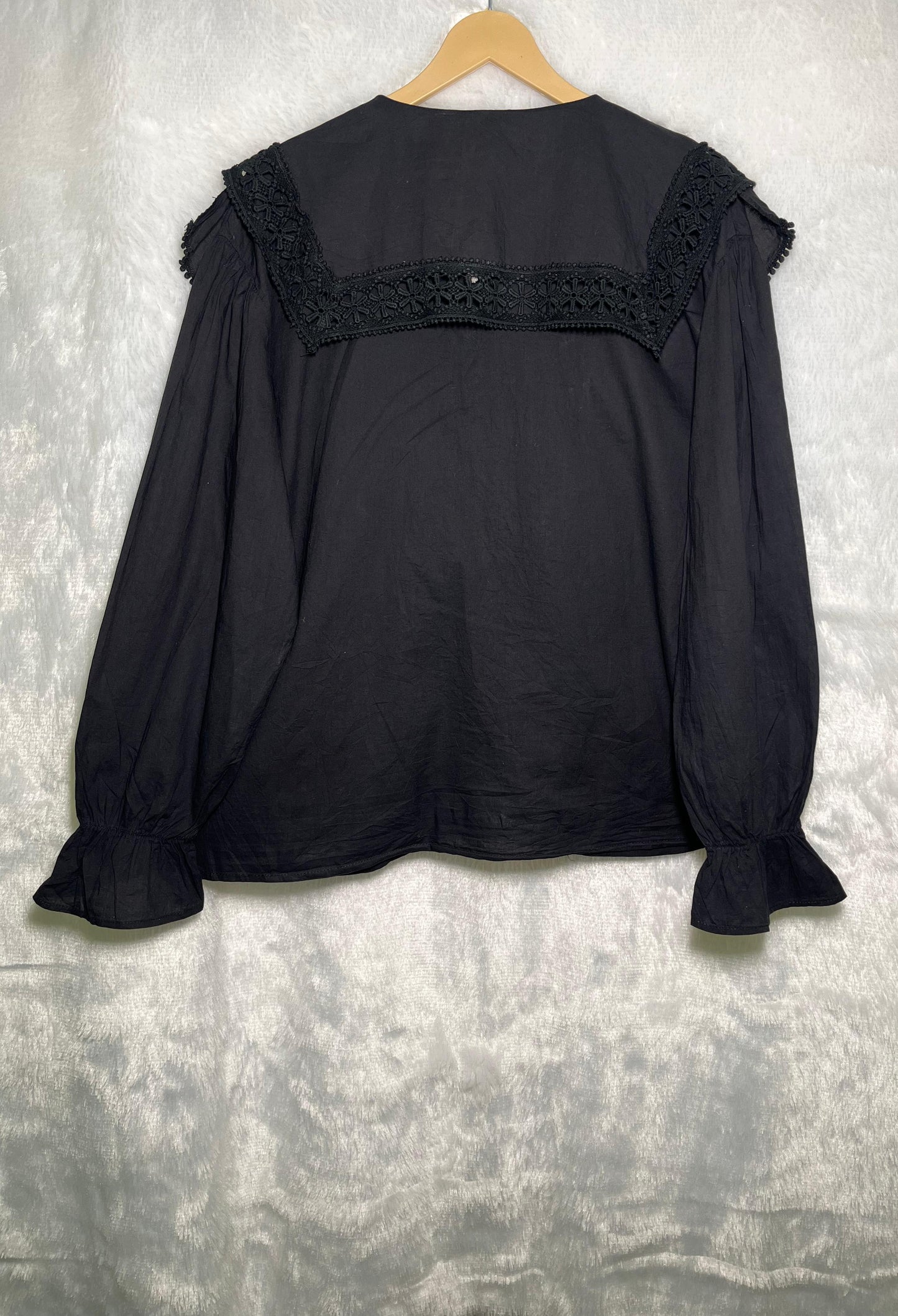 Black Cotton Lace Blouse