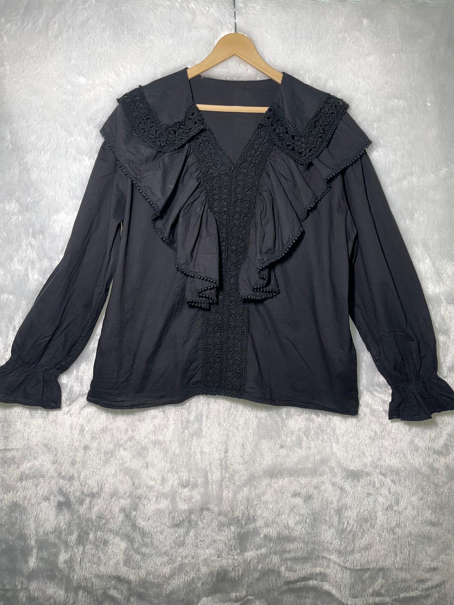 Black Cotton Lace Blouse