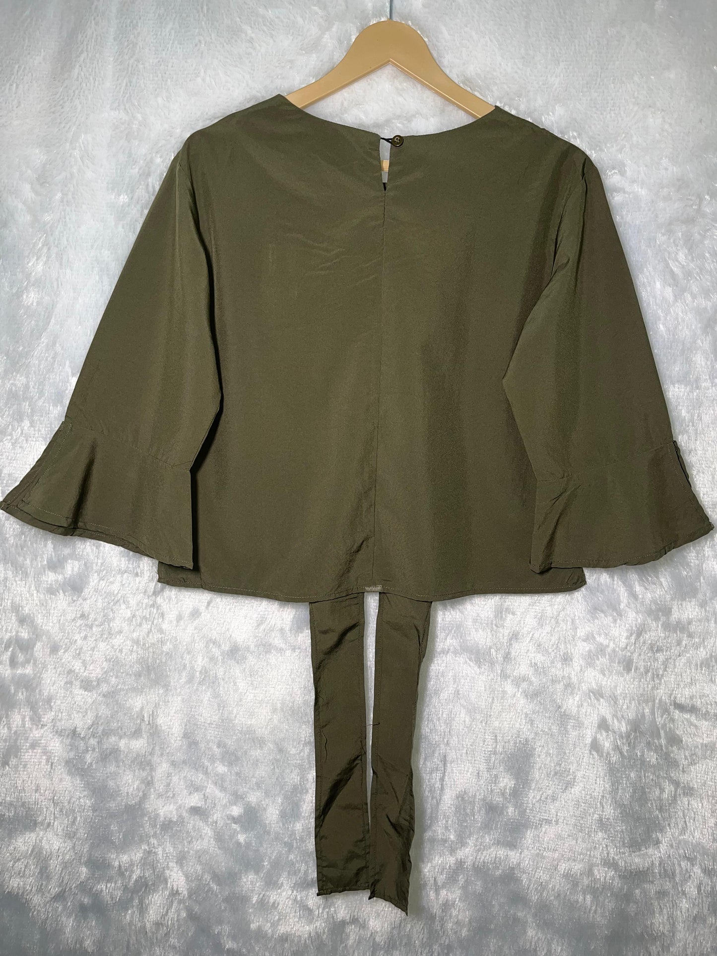 Army Green Badge Detail Top