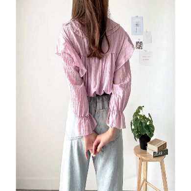 Mauve Ruffle Tie-Neck Blouse