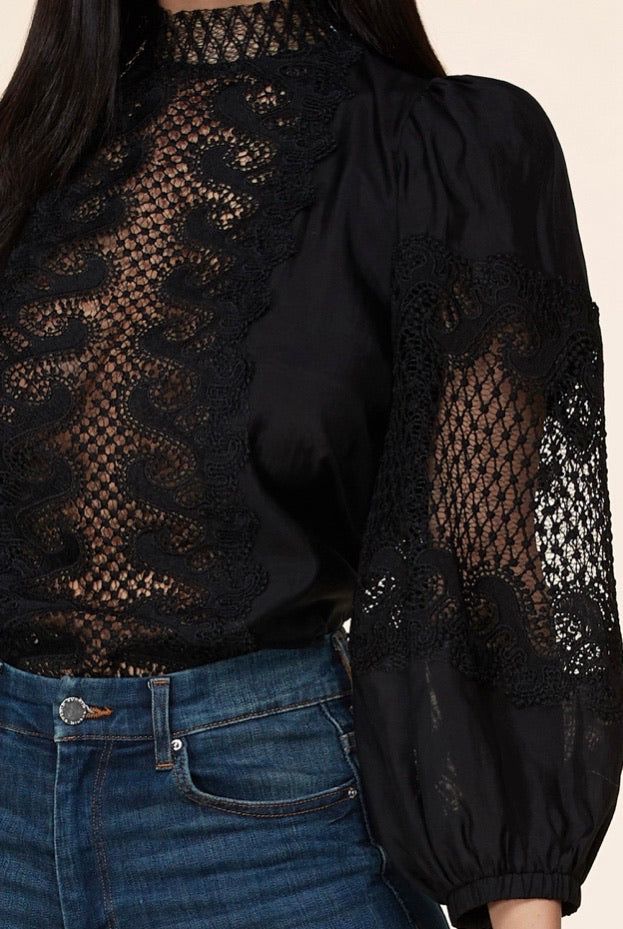 Audrey Black Crochet Top
