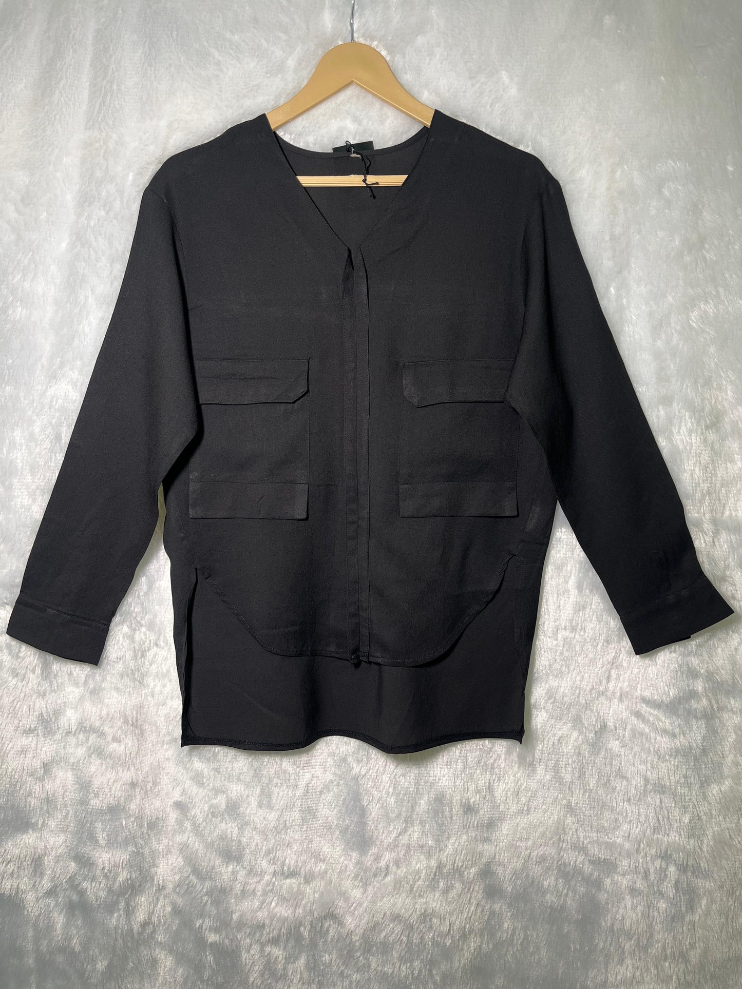 Black Utility Pocket Blouse