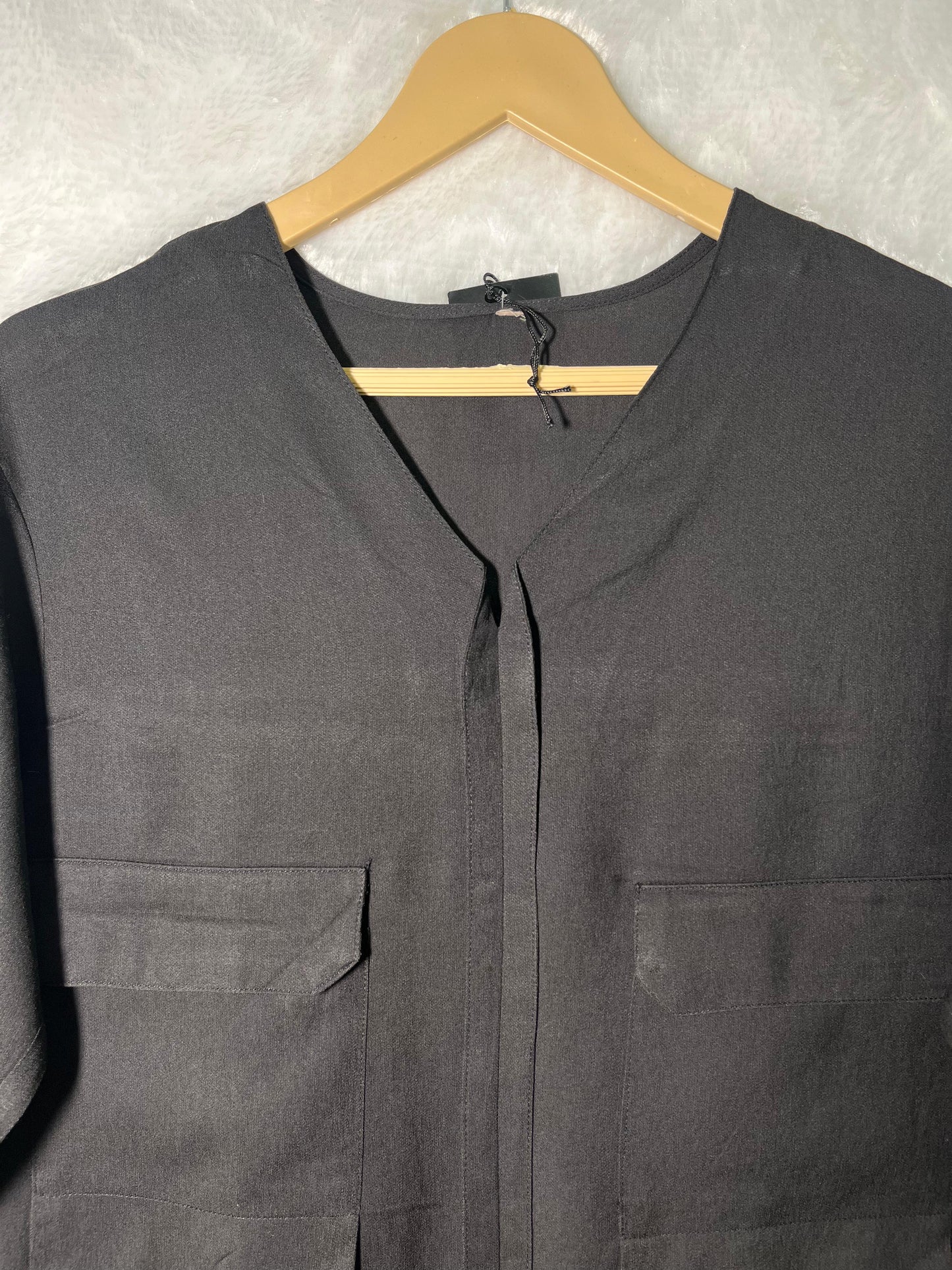 Black Utility Pocket Blouse