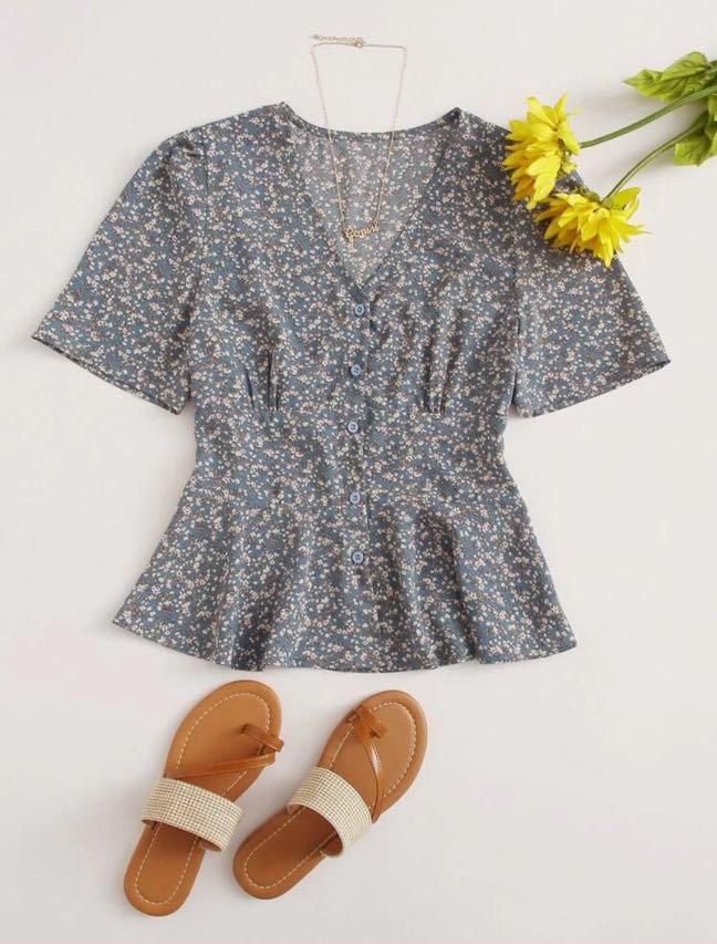 Shien Floral Grey Blouse