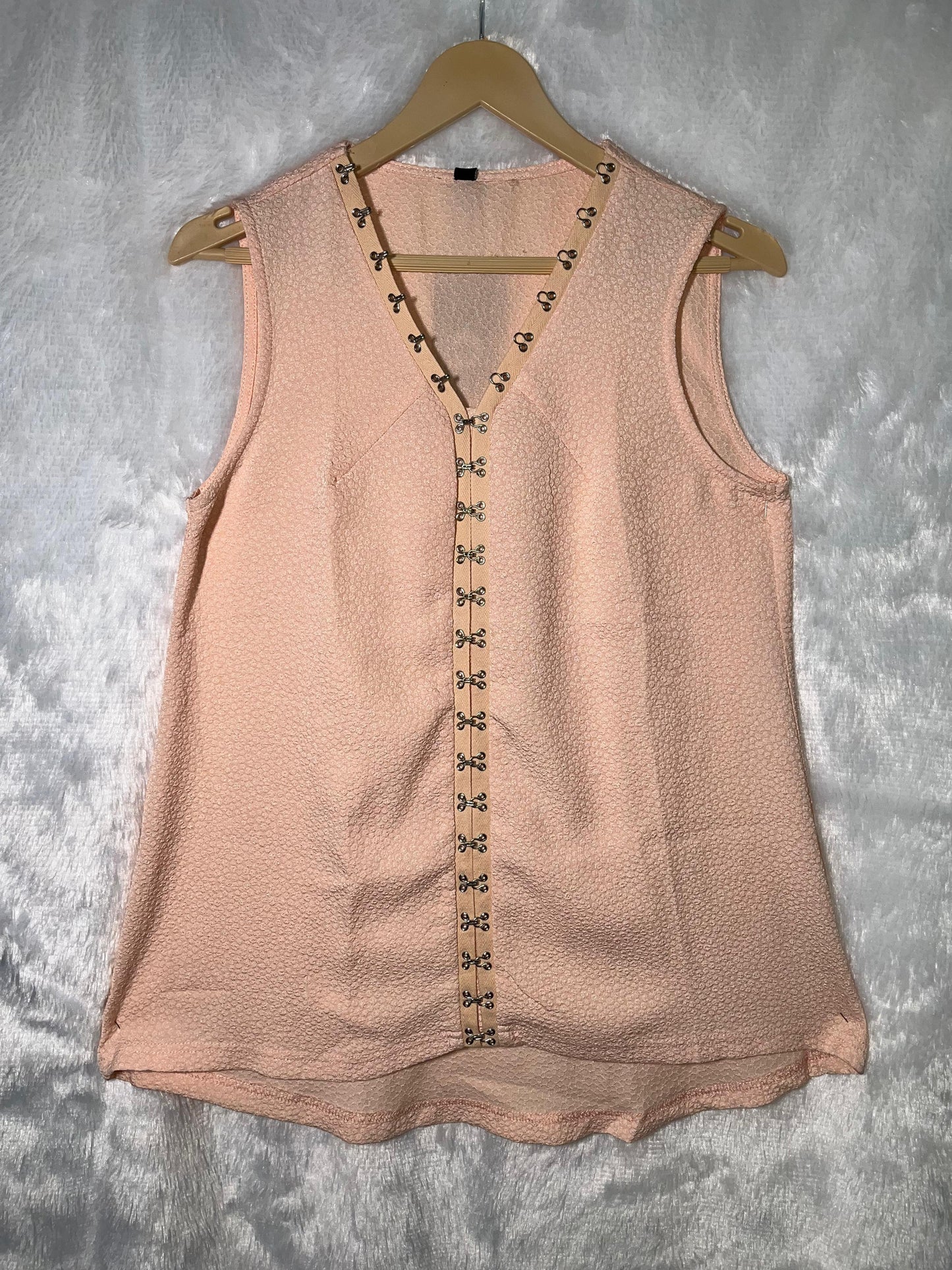 Peach Hook Detail Sleeveless Top