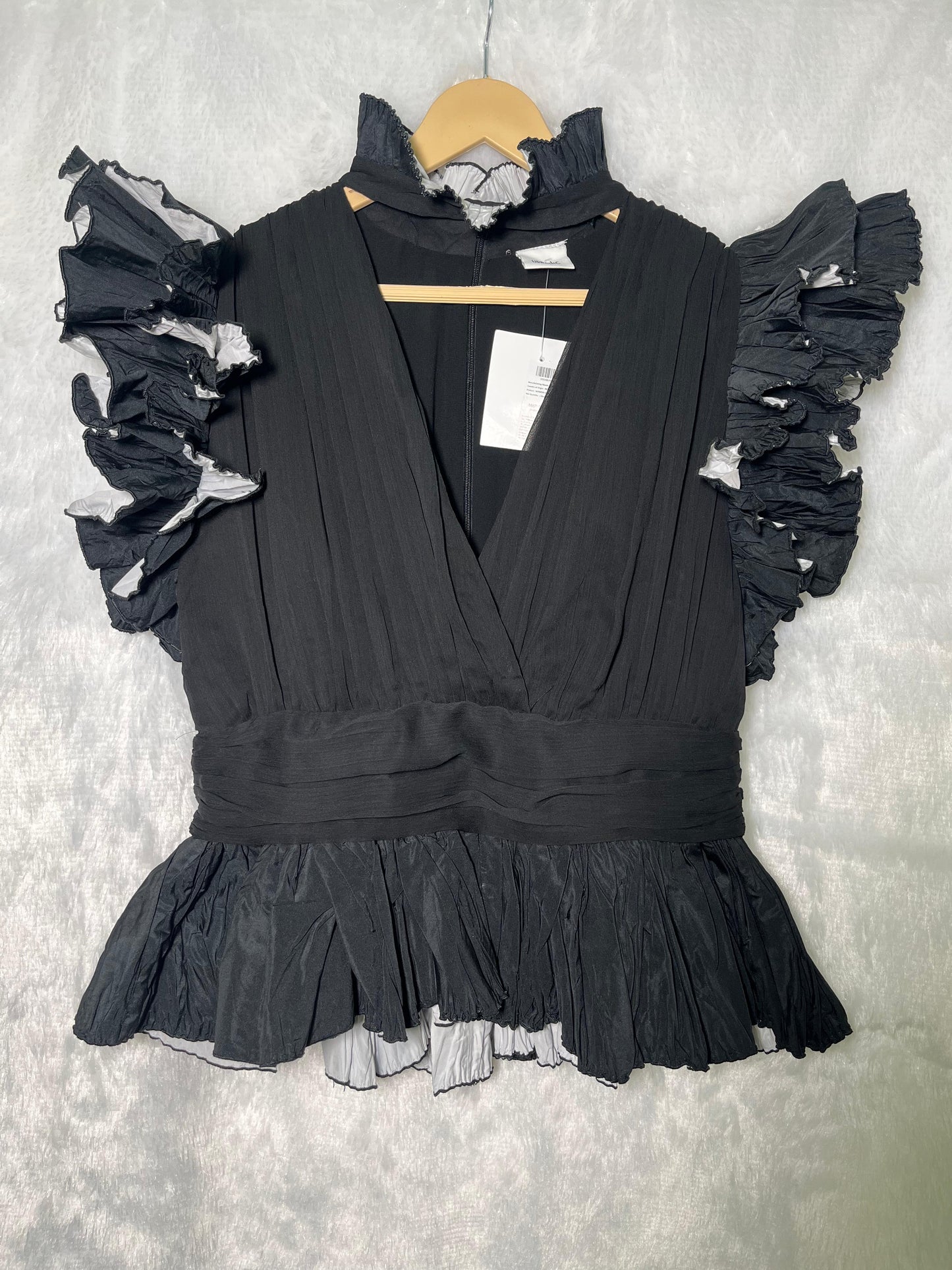 ZARA Black Ruffle Sleeve Peplum Top