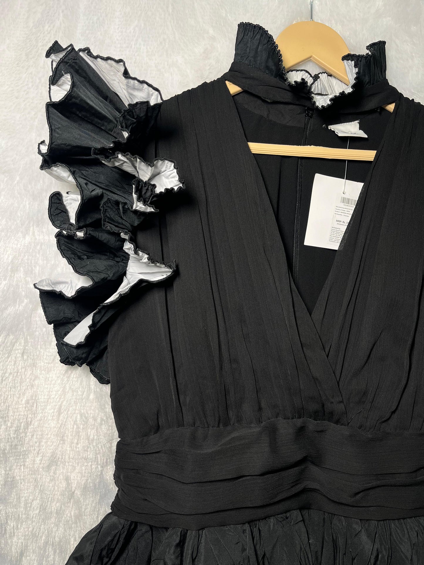 ZARA Black Ruffle Sleeve Peplum Top