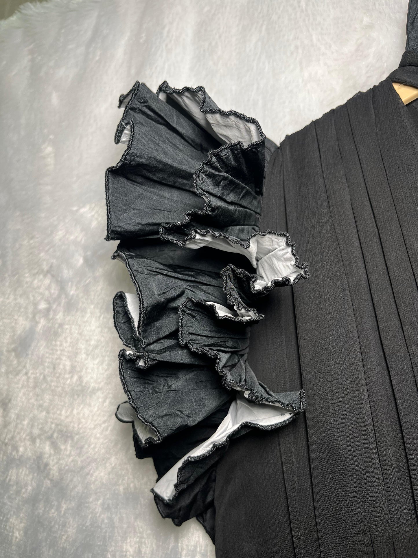 ZARA Black Ruffle Sleeve Peplum Top