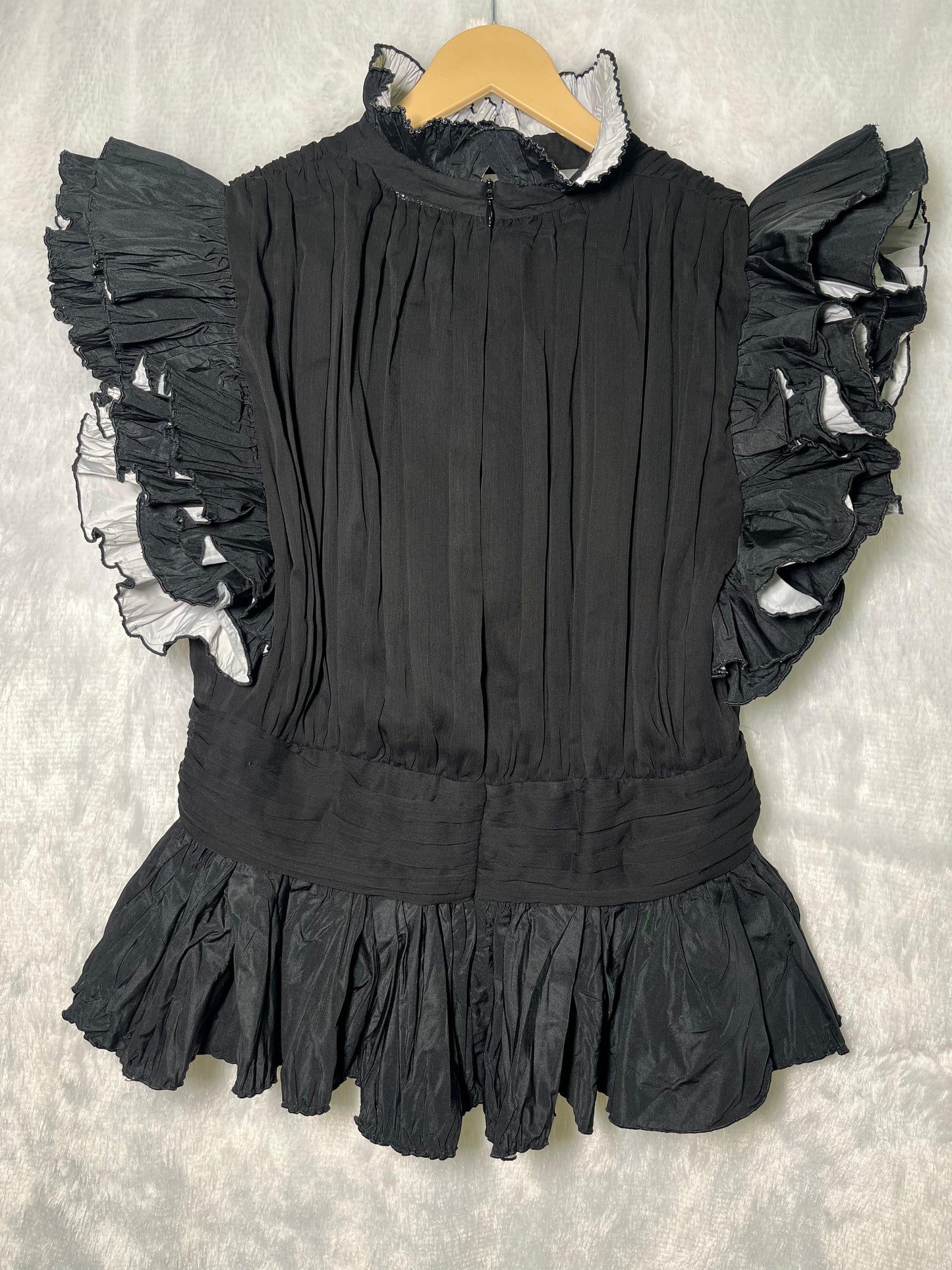 ZARA Black Ruffle Sleeve Peplum Top