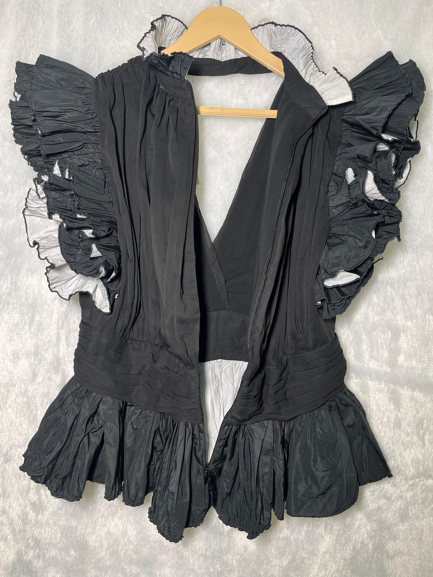 ZARA Black Ruffle Sleeve Peplum Top