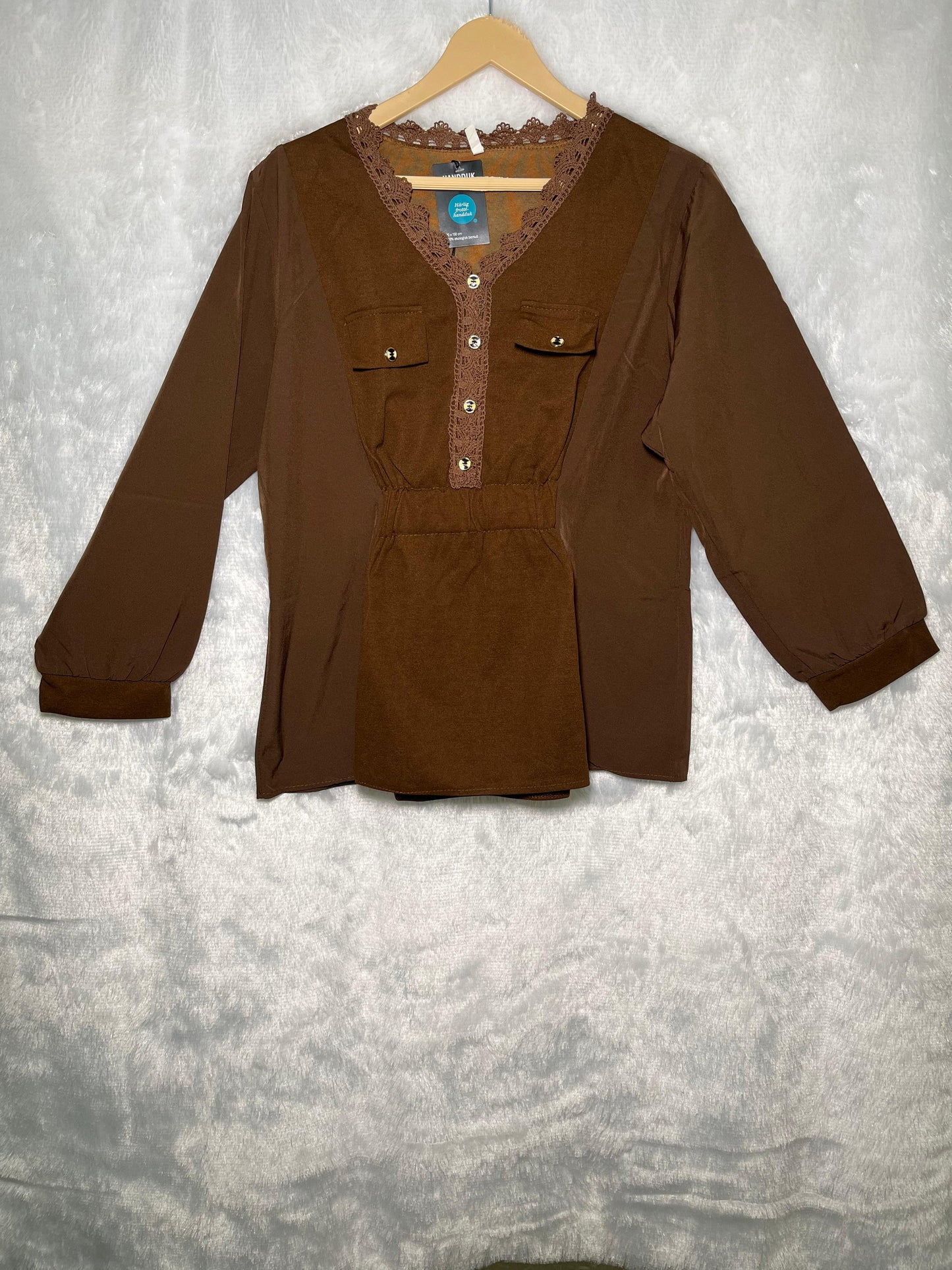 Brown Lace Detailed Blouse