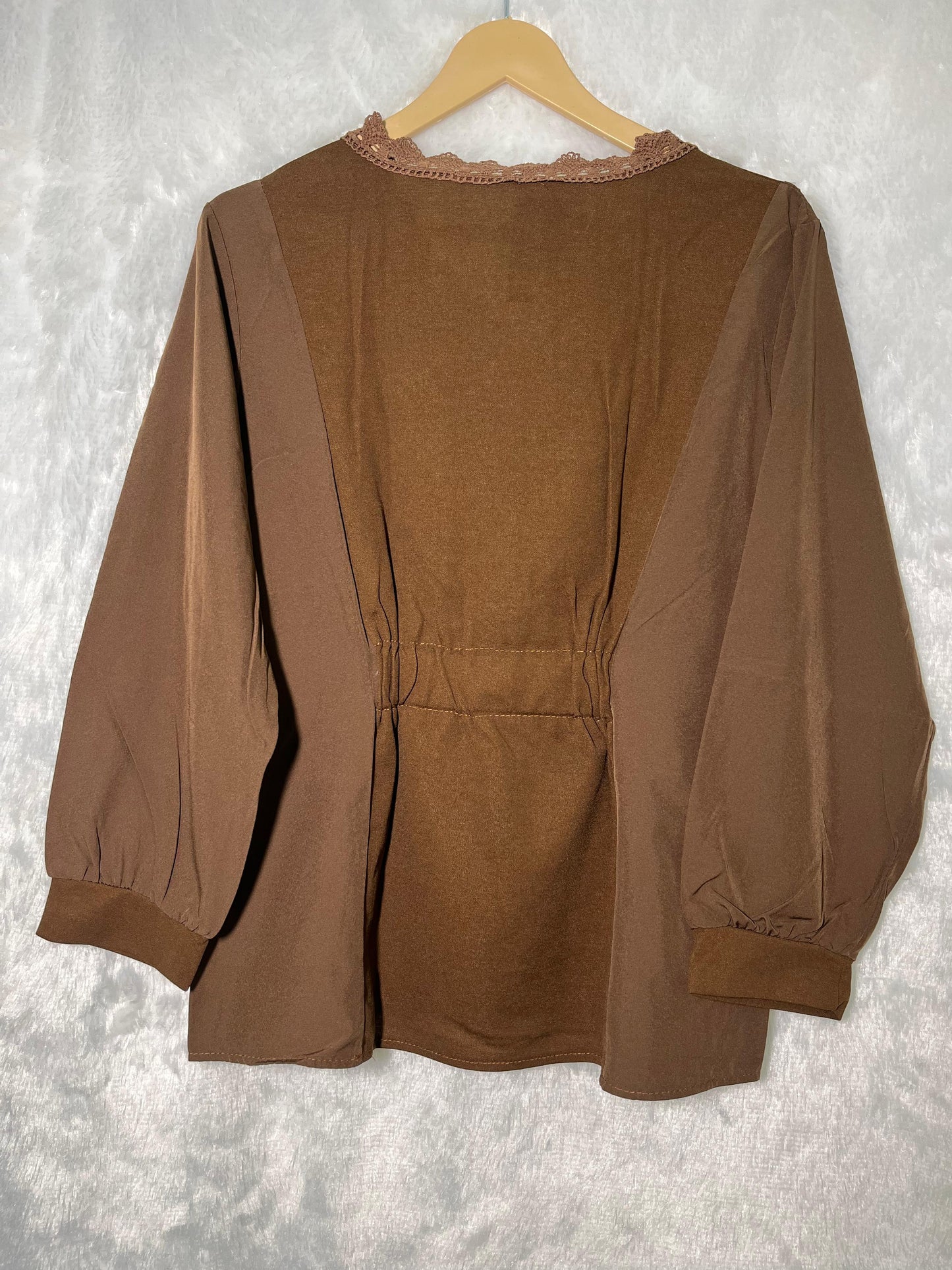 Brown Lace Detailed Blouse