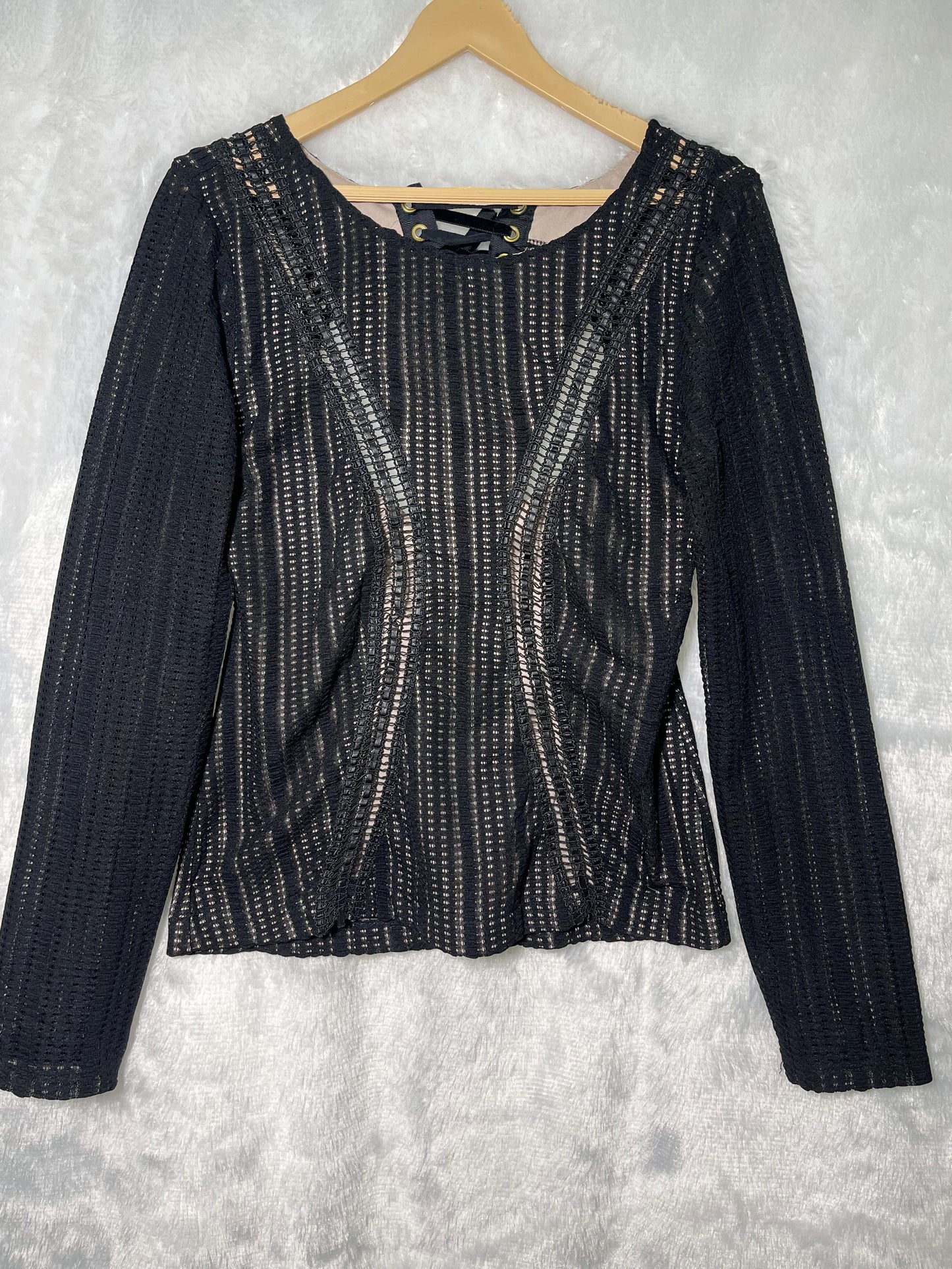 Mango Black Illusion Mesh Top