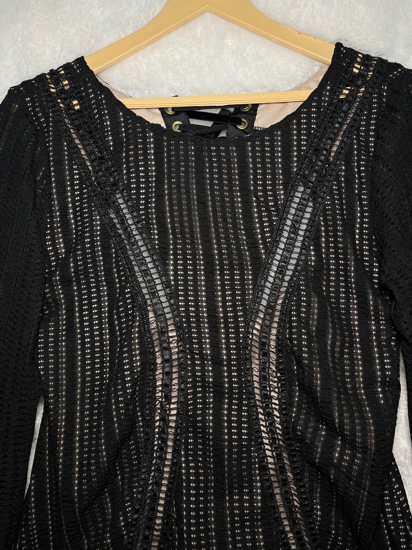 Mango Black Illusion Mesh Top