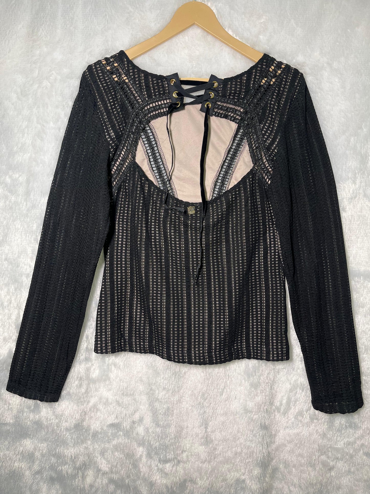Mango Black Illusion Mesh Top