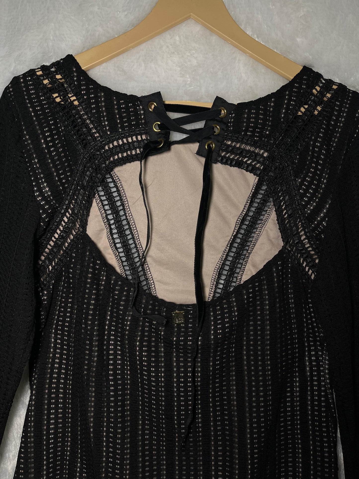 Mango Black Illusion Mesh Top