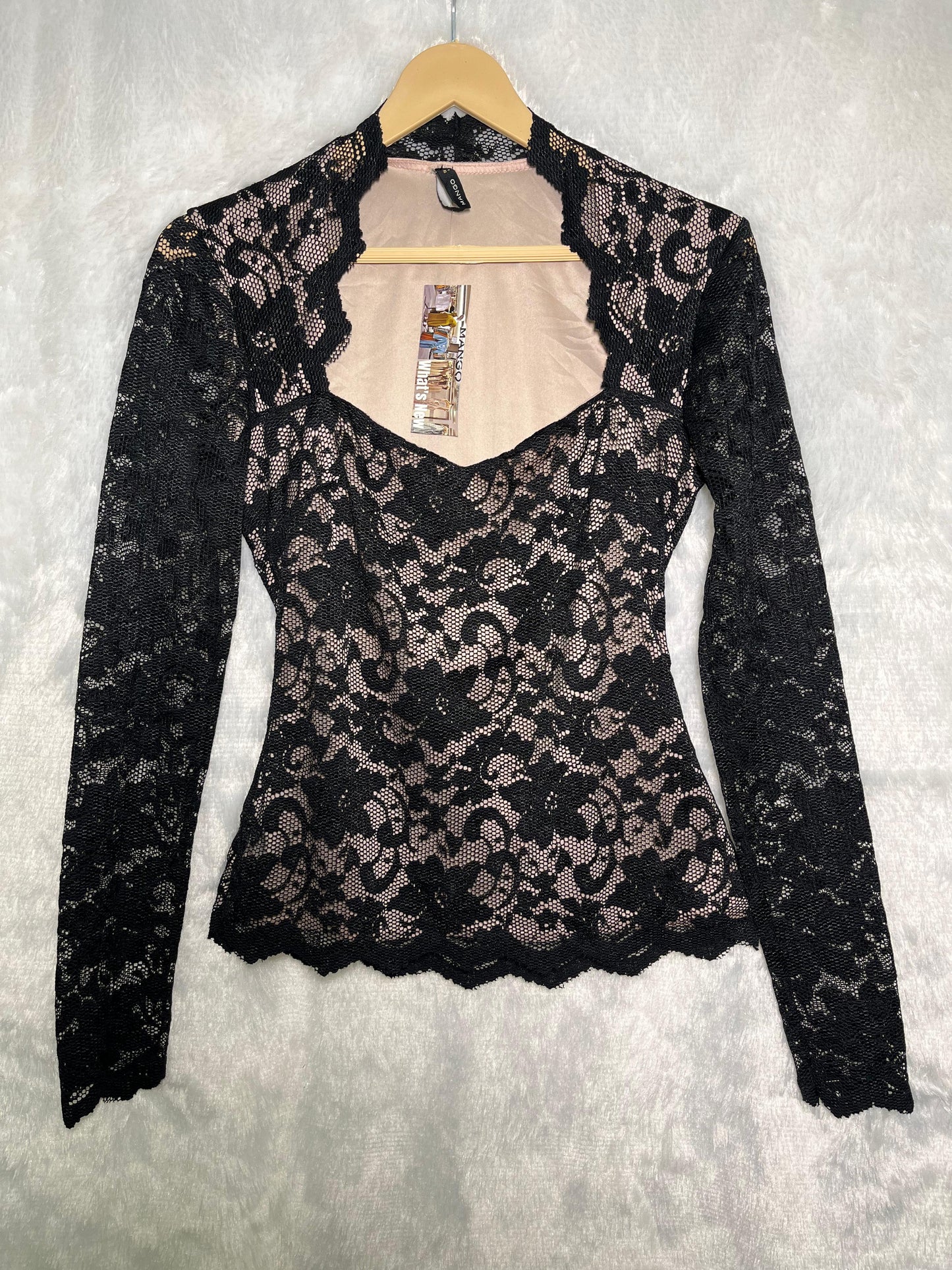 Mango Chic Obsidian Lace Blouse