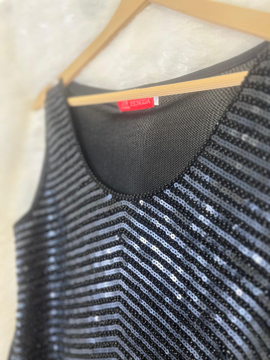 08. Black Beaded Top with Sheer Back