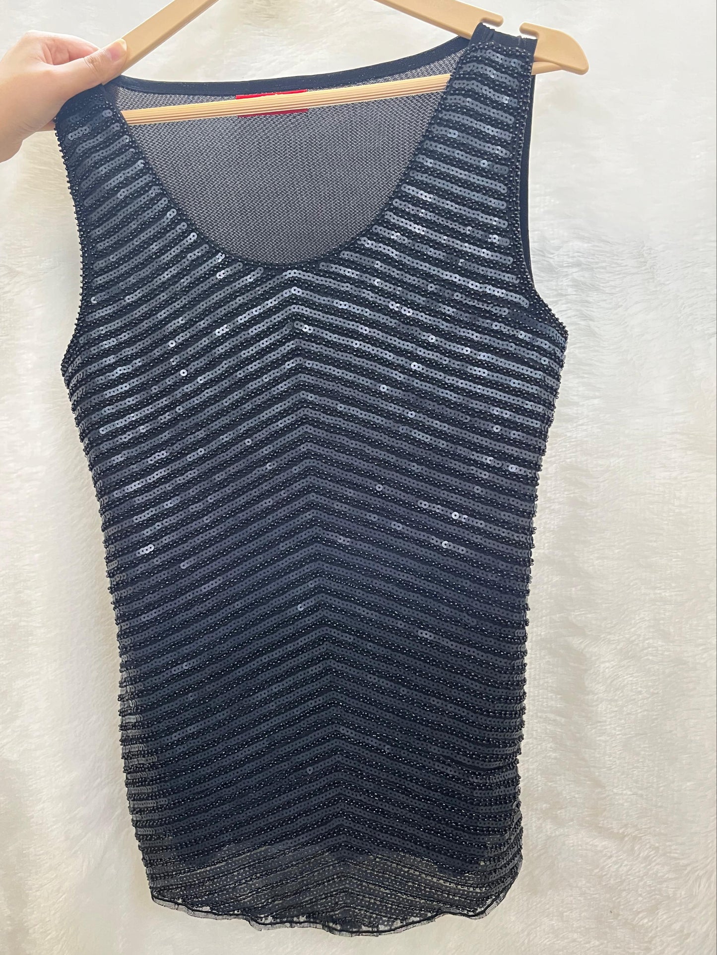 08. Black Beaded Top with Sheer Back
