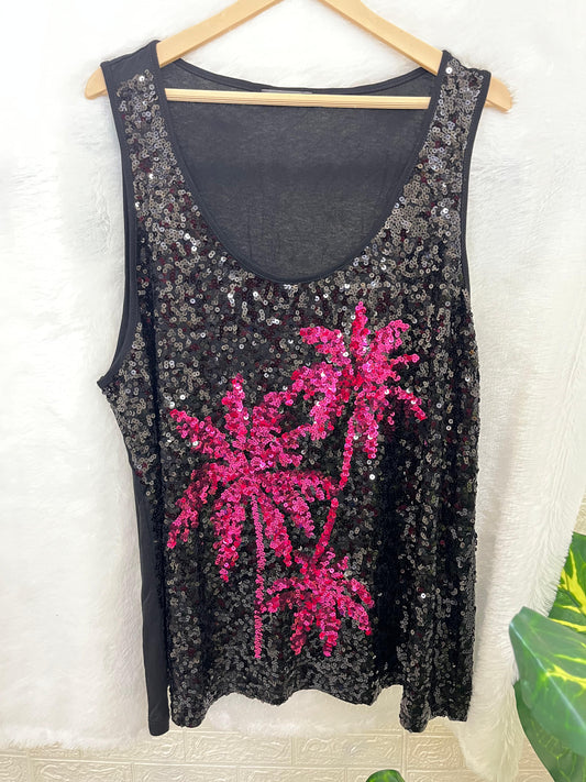 15. Black Pink Sequin Top