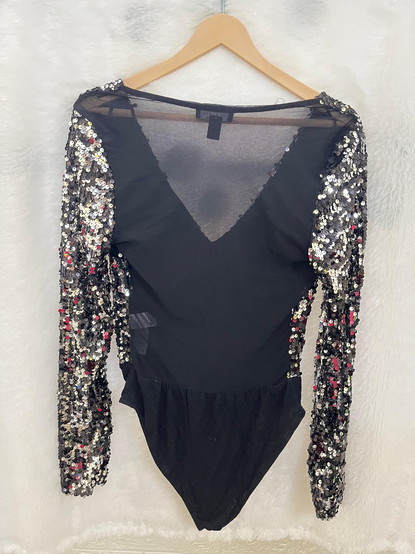 16. Black Silver Sequin Bodysuit