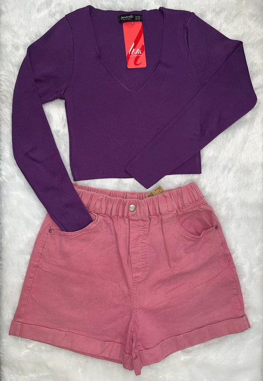 Stradivarius Purple Reign Crop Top