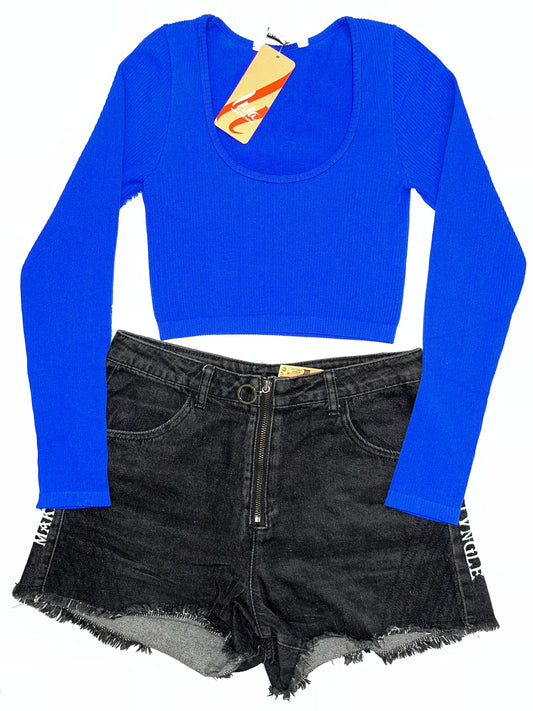 Stradivarius Blue Muse Crop Top