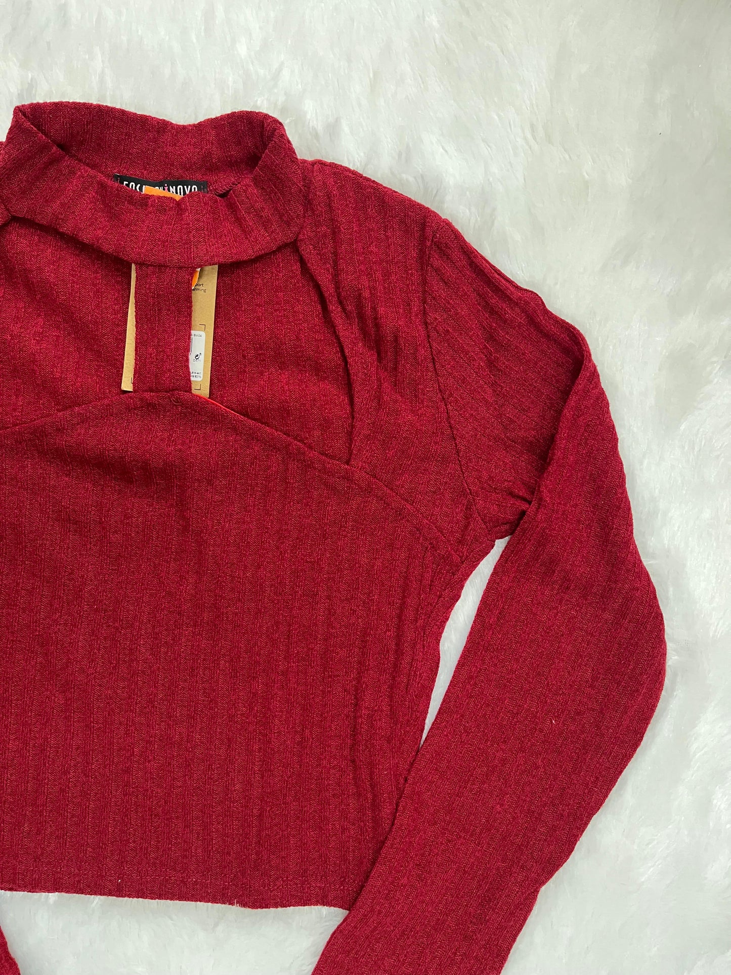Scarlet Knit Cut-Out Crop Top