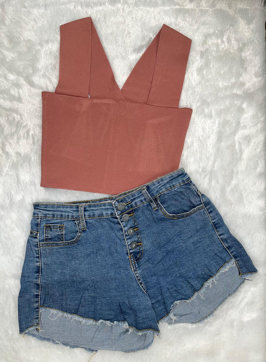 Amalfi Rosé Knit Crop Top