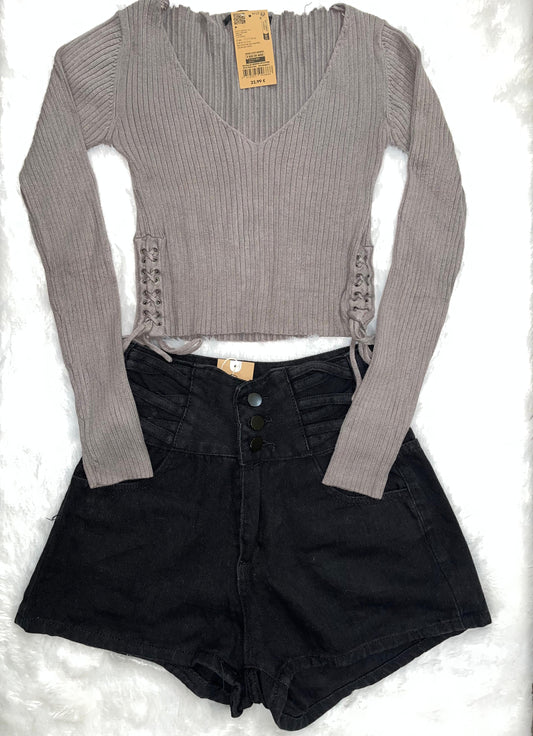 Grey Minimalism Crop Top