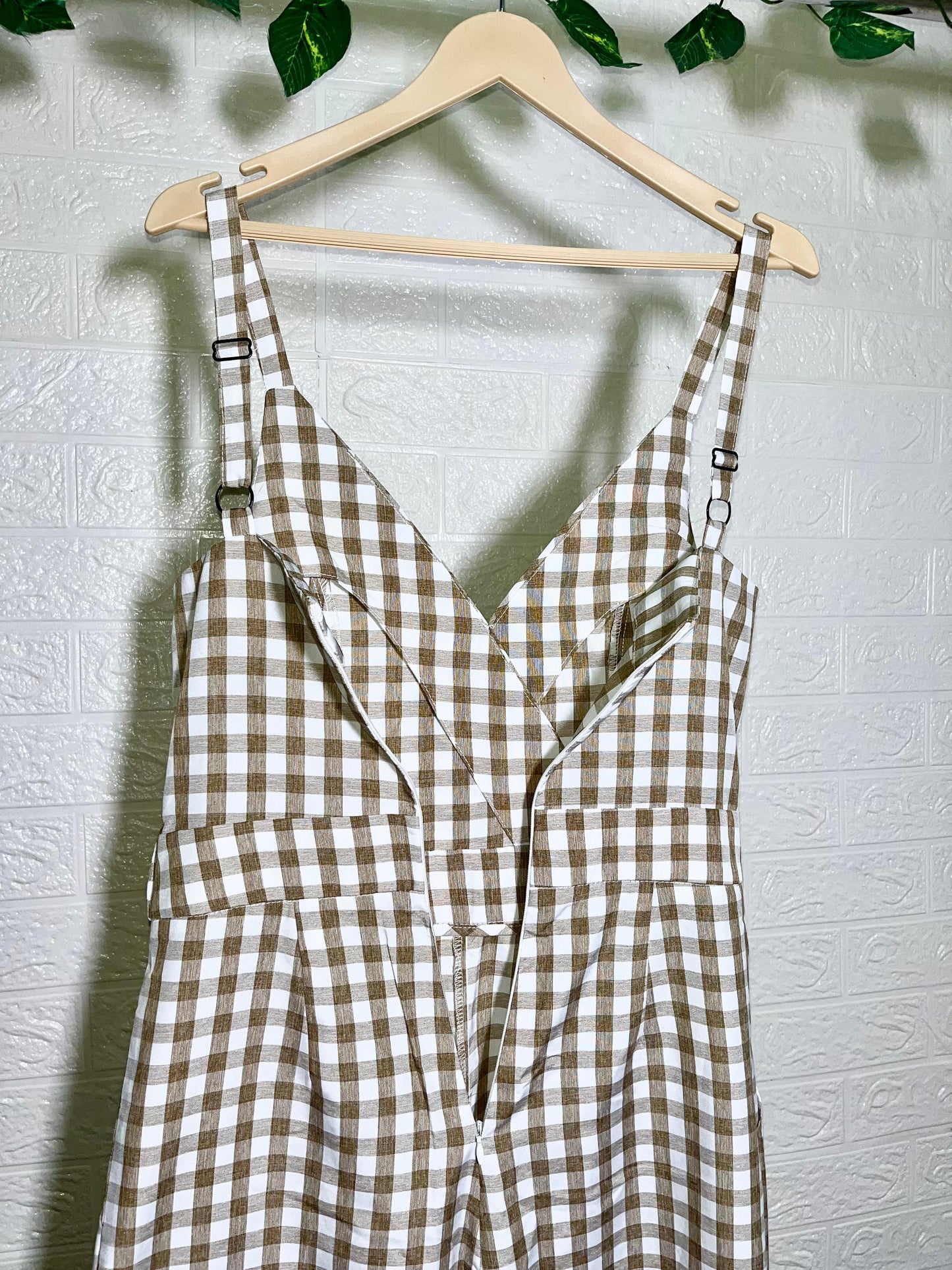 Gingham Charm Spaghetti Strap Jumpsuit