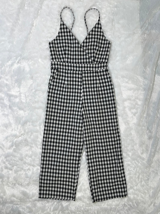Minimalist Black Gingham Strappy Jumpsuit