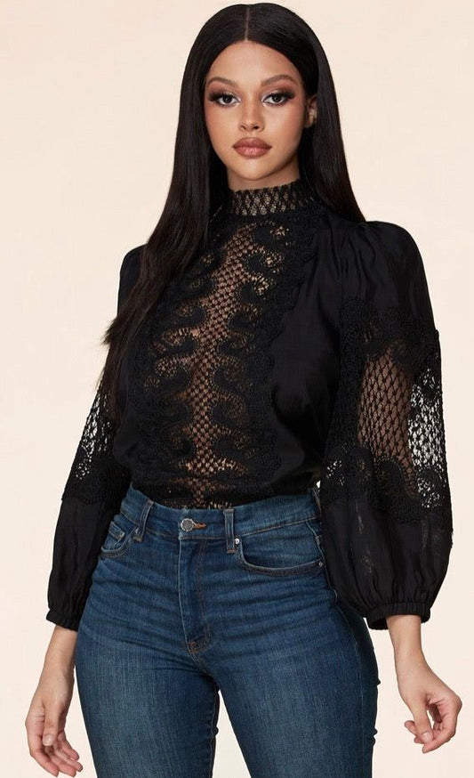 Audrey Black Crochet Top