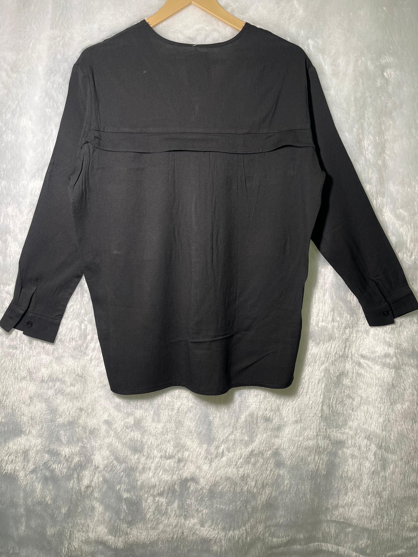 Black Utility Pocket Blouse
