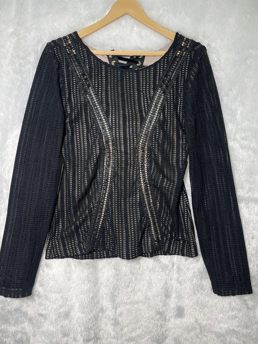 Mango Black Illusion Mesh Top