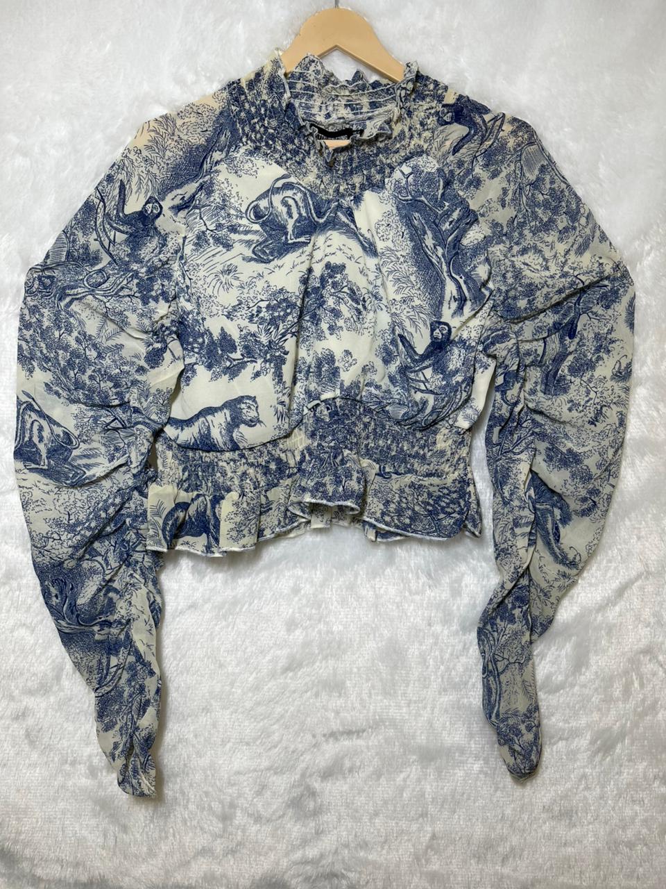 Outline Blue Animal Crop Top