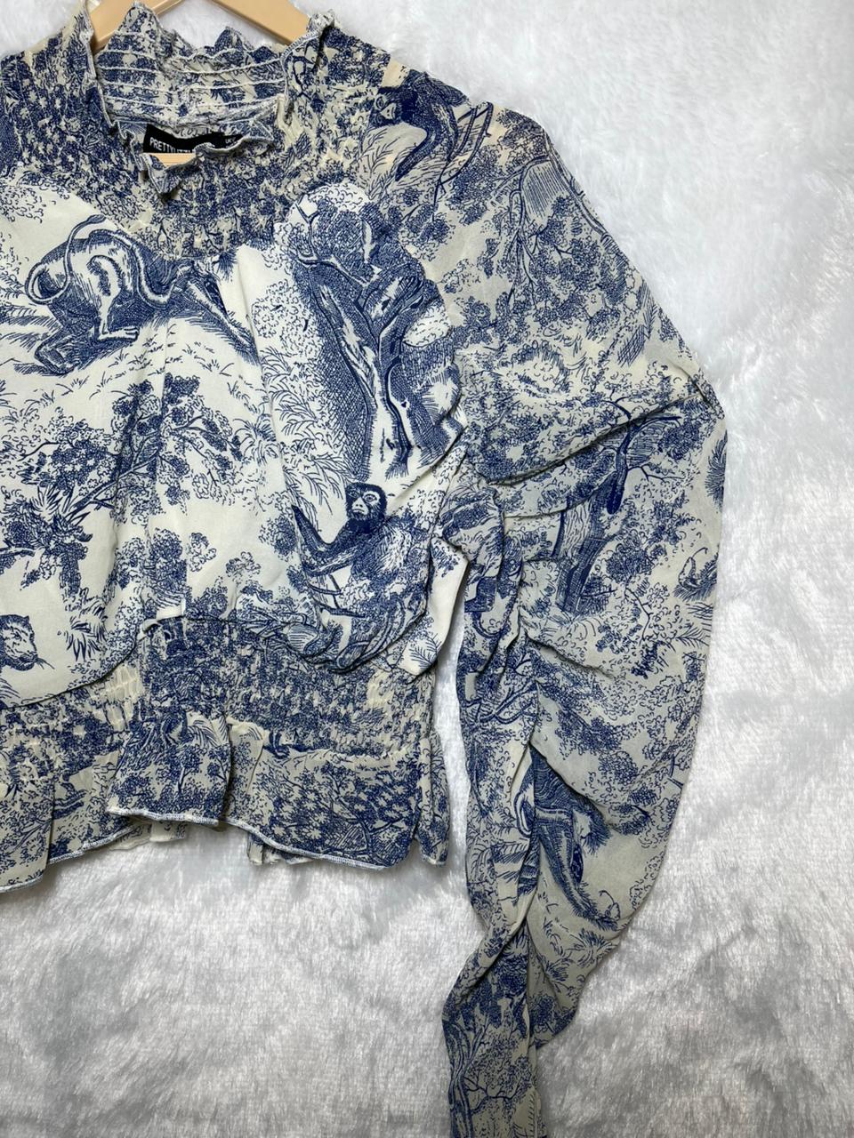 Outline Blue Animal Crop Top