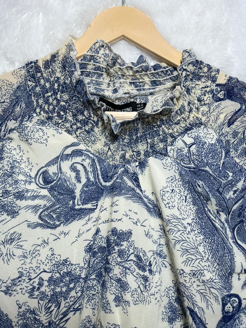 Outline Blue Animal Crop Top